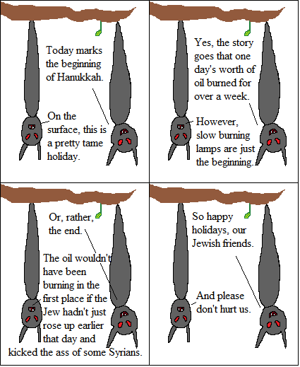 Christmas Is Coming Part 3: Theater Bats’ Hanukkah interlude.